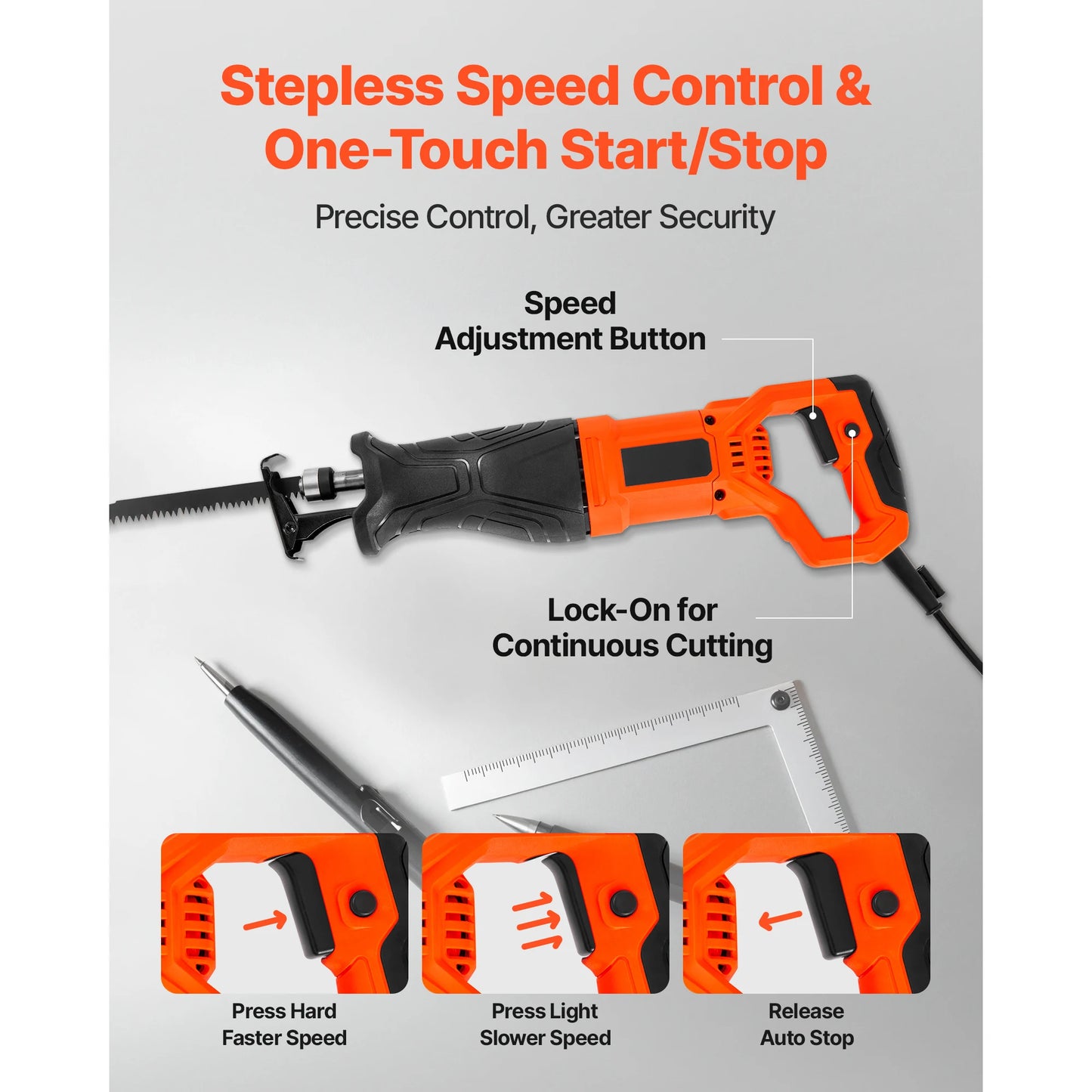 SucceBuy Corded Reciprocating Saw 120V 7.5A 2800 SPM