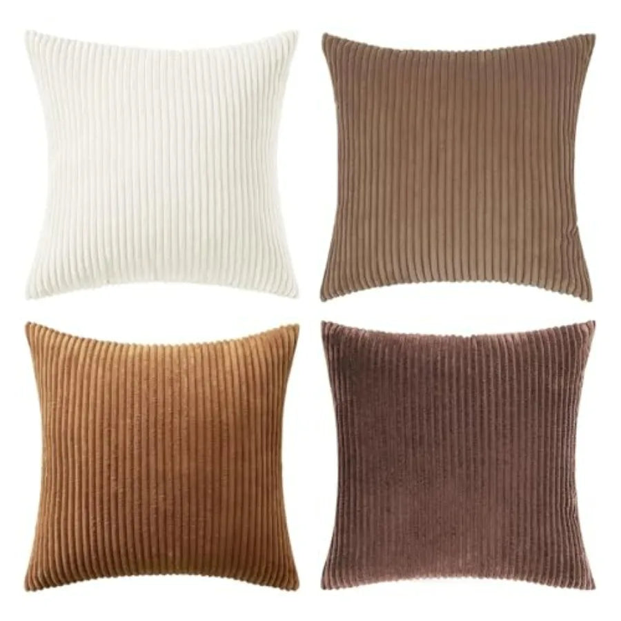 Boho Farmhouse Throw Pillow Covers 4 Pack Corduroy Cushion Covers For Couch