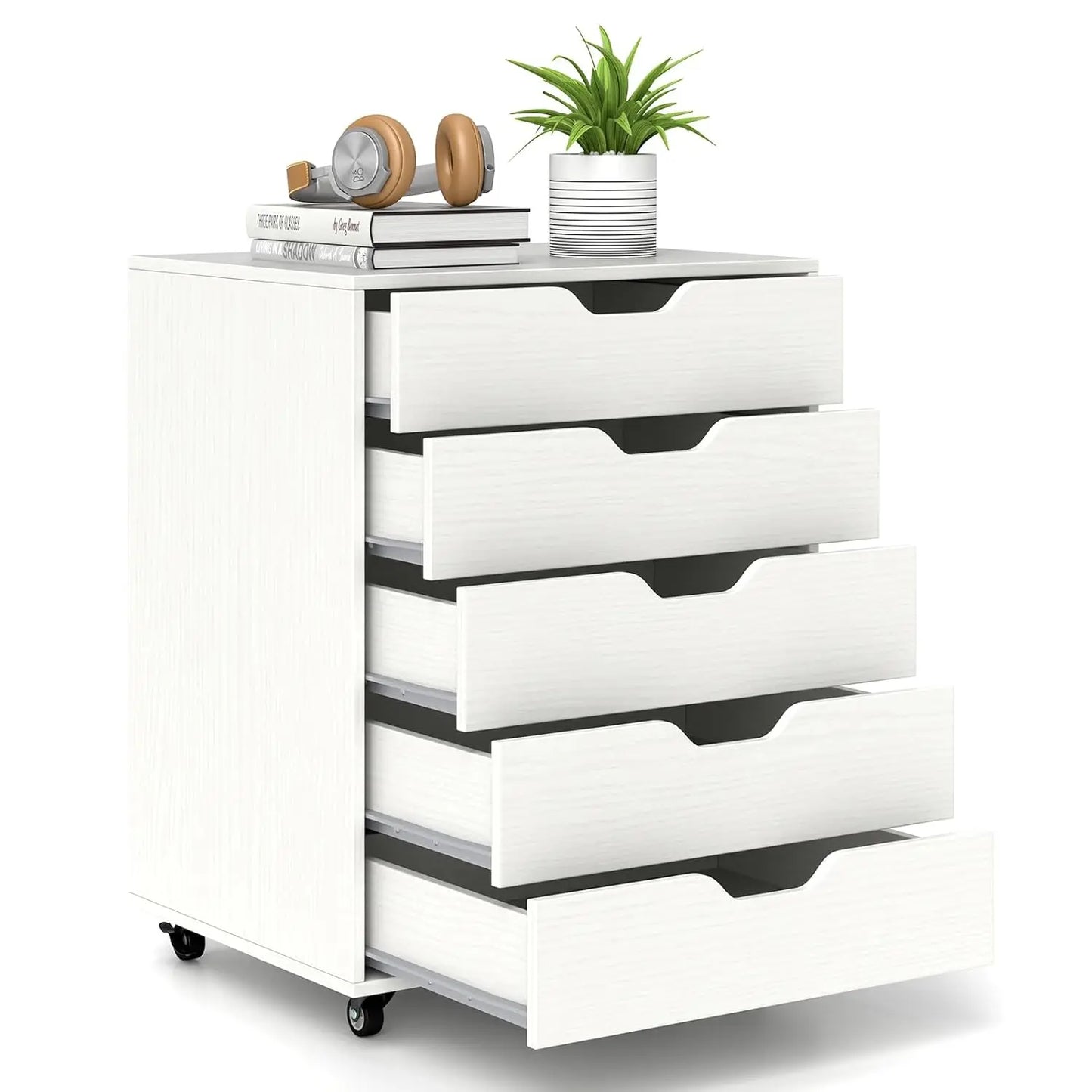 Mobile File Cabinet On Wheels Five Drawer For Home Office