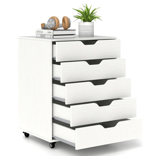 Mobile File Cabinet On Wheels Five Drawer For Home Office