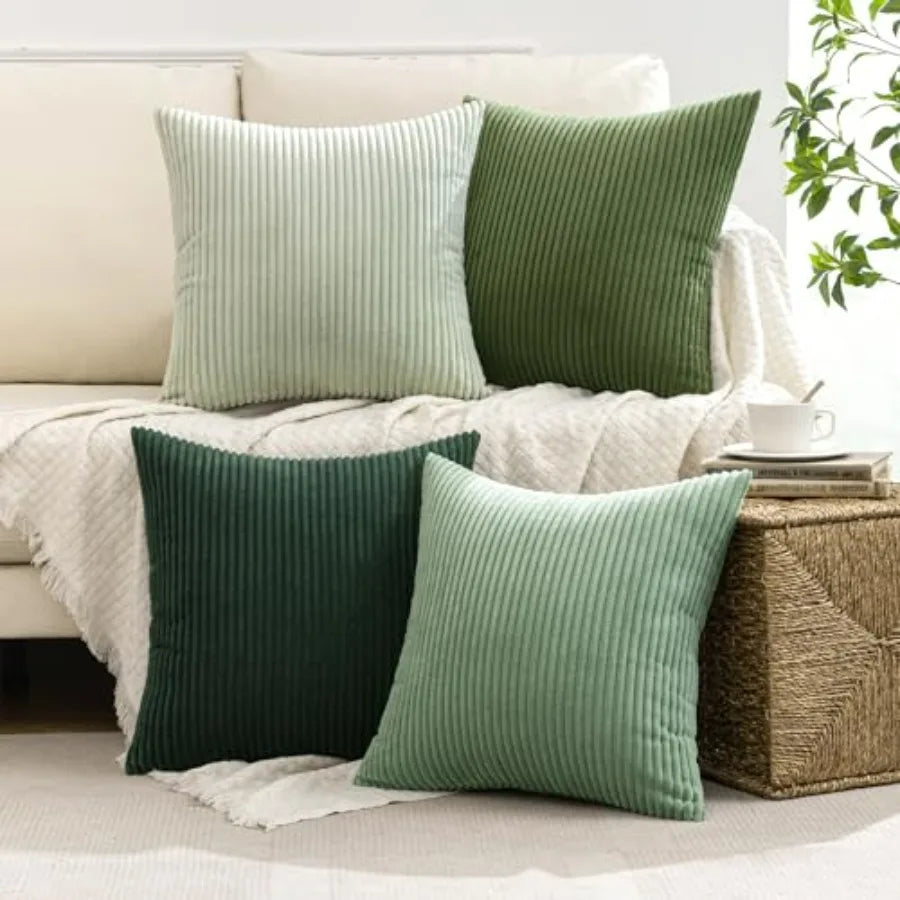 Boho Farmhouse Throw Pillow Covers 4 Pack Corduroy Cushion Covers For Couch
