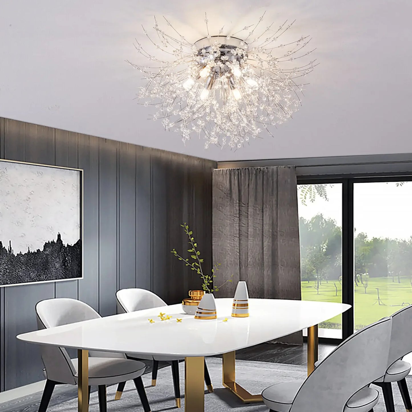 Led Flush Mount Ceiling Light Fireworks Chandelier G9 Base 110V