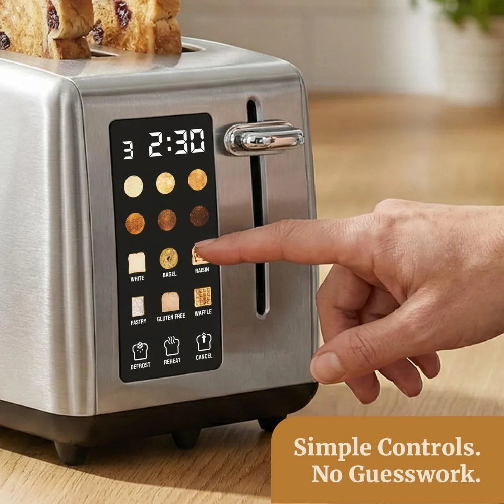 Digital Countdown Toaster Extra Wide Slots Bagel Function