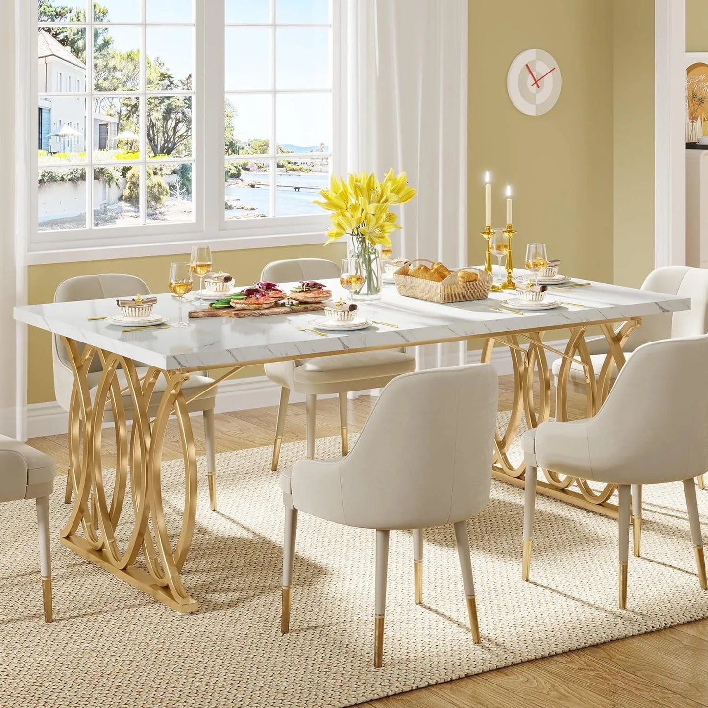 LITTLE TREE Modern Dining Table Rectangular Kitchen And Dining Furniture