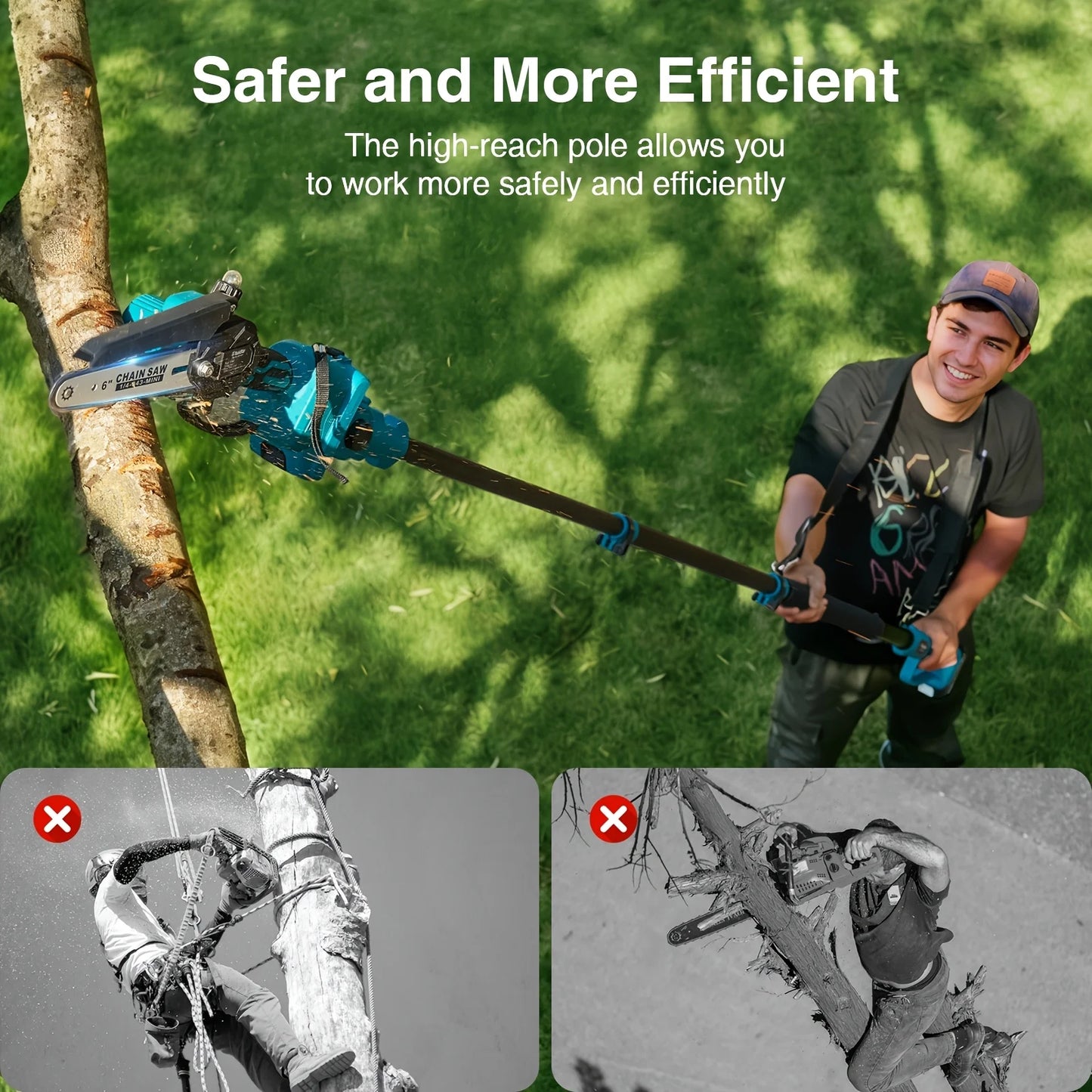 TaskStar 2 In 1 Cordless Pole Saw With Telescopic Rod And Chainsaw