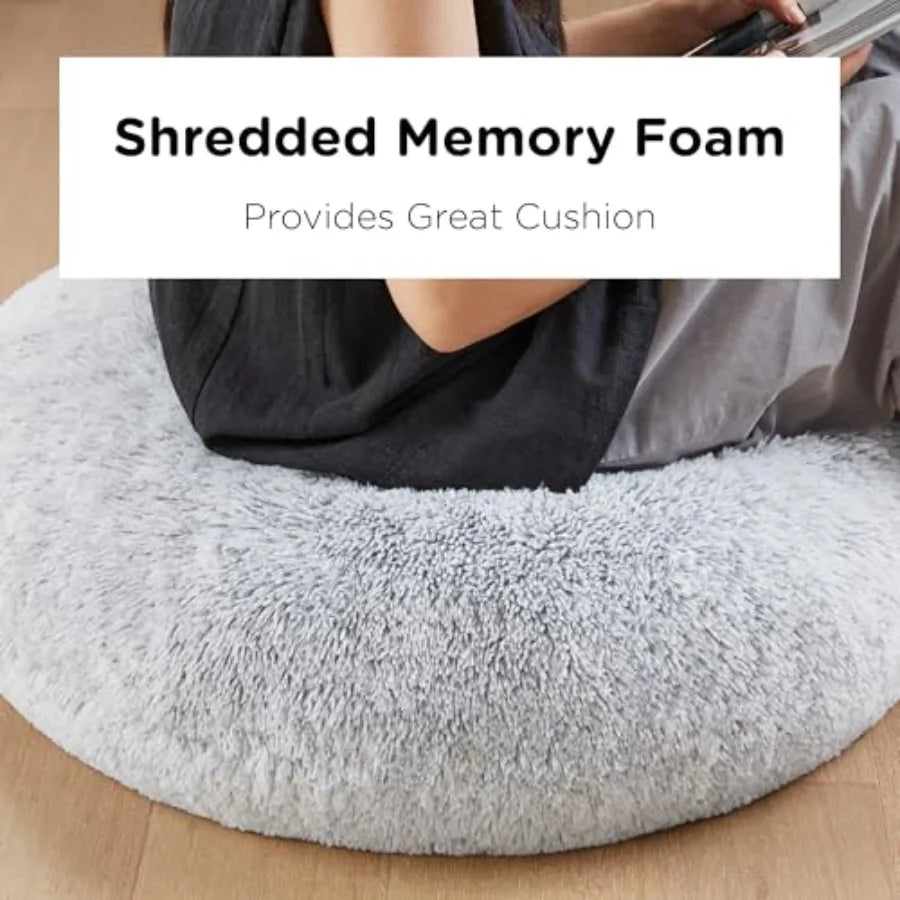Faux Fur Floor Pillows Fluffy Round Cushions Decorative Living Room