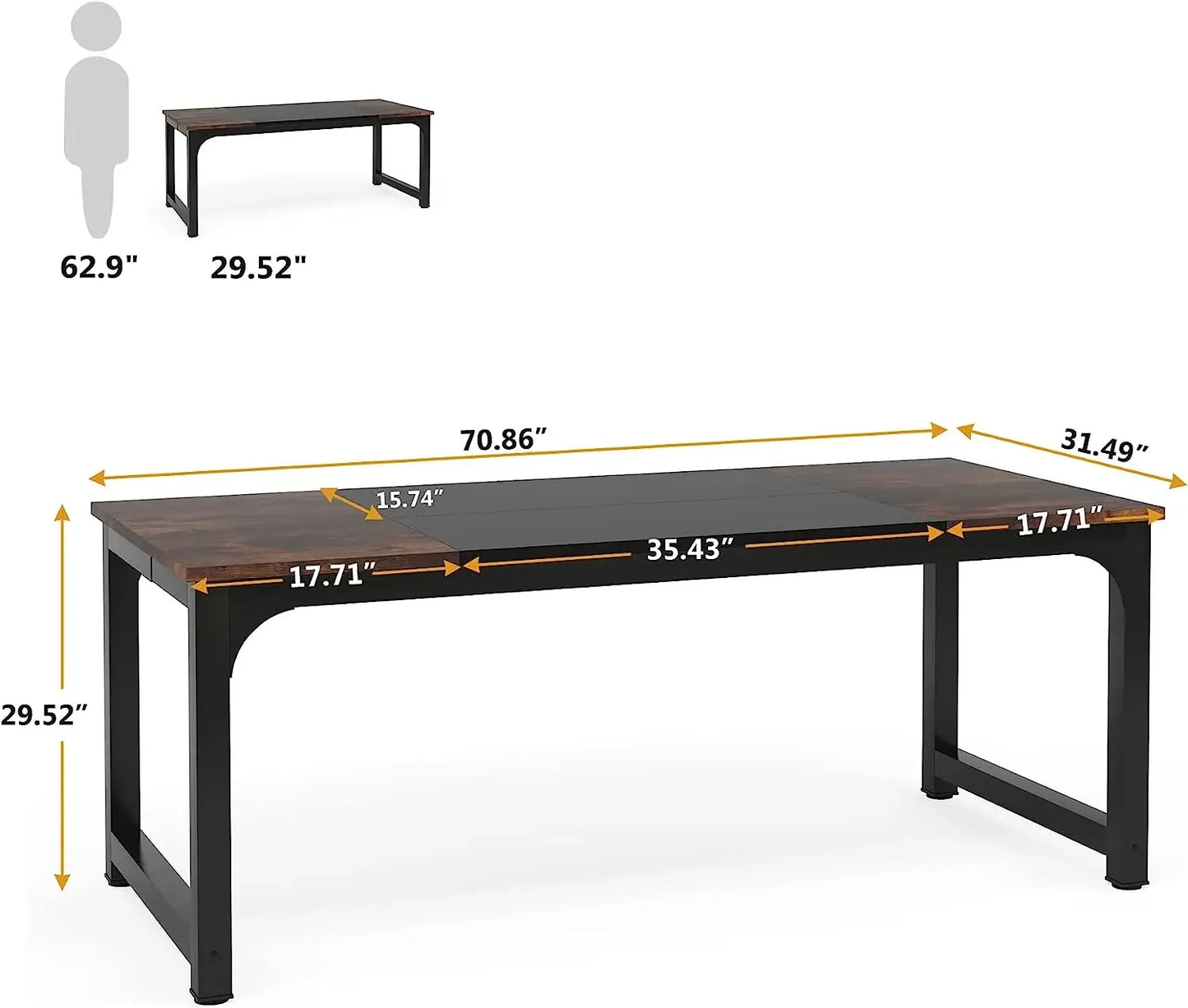 Tribesigns Modern Large Wood Computer Desk Office Workstation