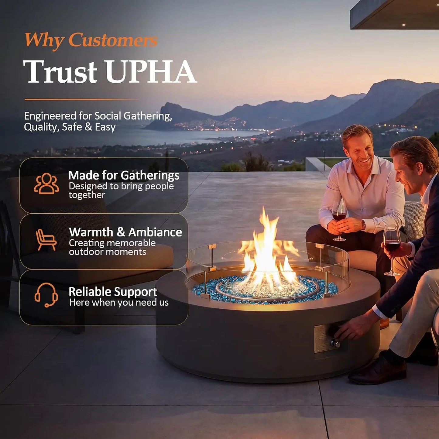 Propane Gas Fire Pit Table 50000 BTU Iron Round Patio