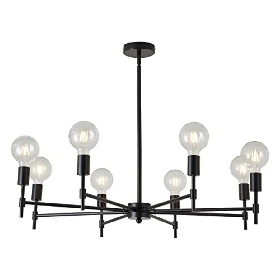 Eight Light Sputnik Chandelier Matte Industrial Flush Mount Fixture