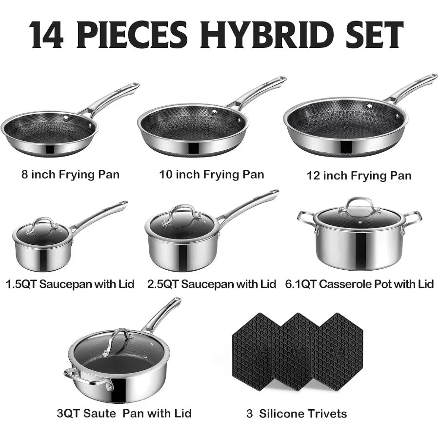 Snowclad Nonstick Hybrid Stainless Steel Cookware Sets