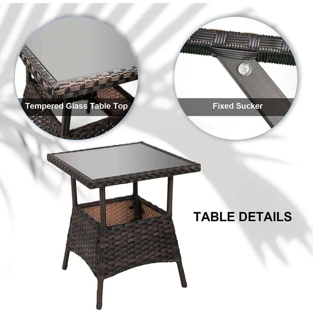Leveleve 3 Piece Rocking Bistro Set Wicker Chairs Table