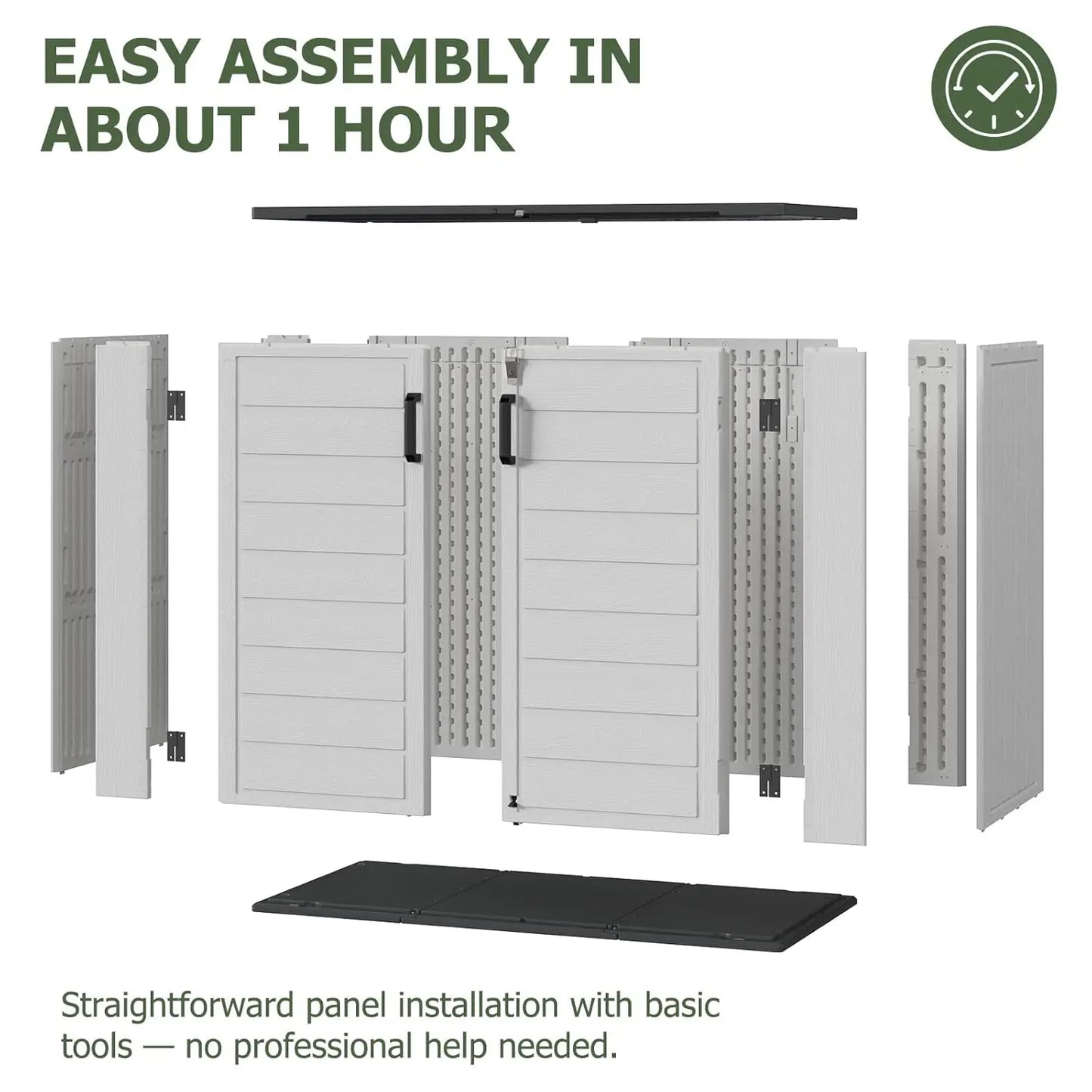 Waterproof Portable Horizontal Resin Outdoor Storage Cabinet For Yard Gear