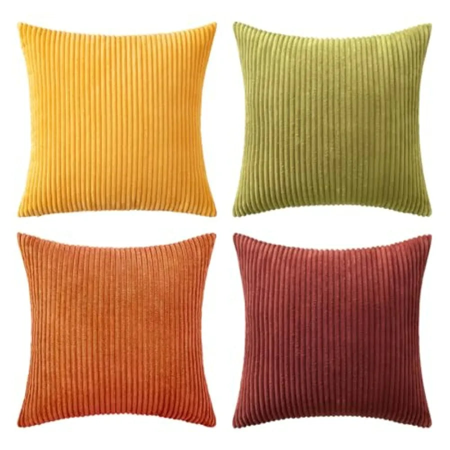 Boho Farmhouse Throw Pillow Covers 4 Pack Corduroy Cushion Covers For Couch