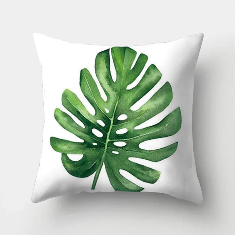 Tropical Leaf Cactus Double-sided Plush Throw Pillow