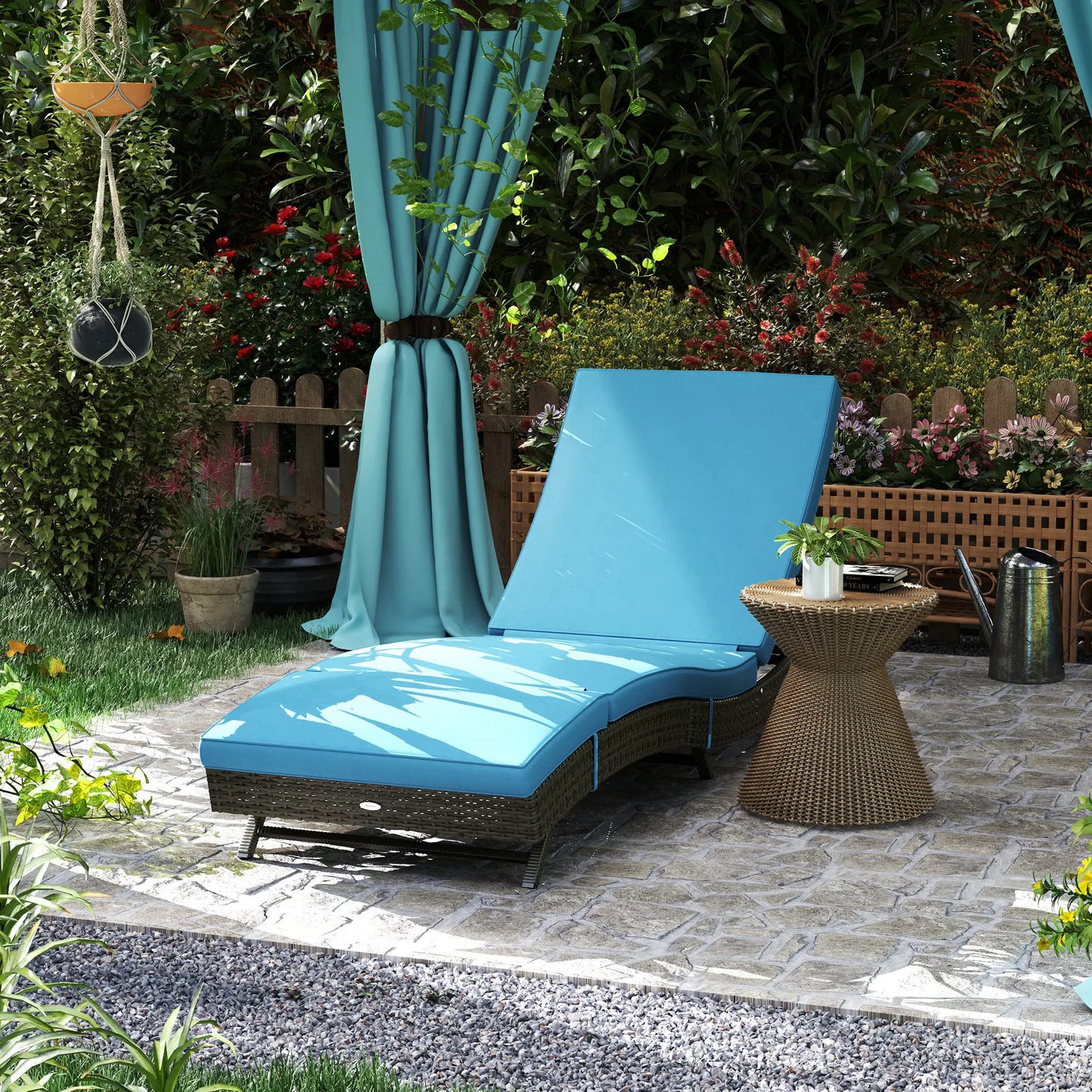 Outsunny Outdoor Reclining Lounge Chair With Wheels