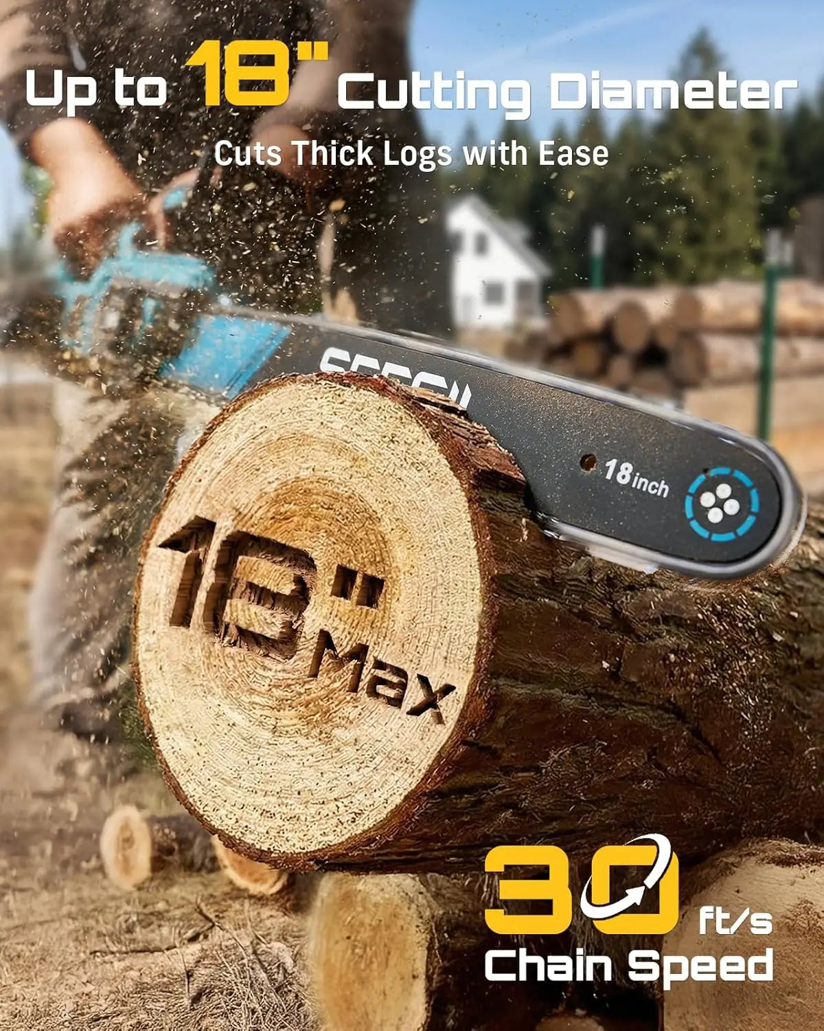 Seesii 40V Brushless Cordless Chainsaw For Garden And Woodworking