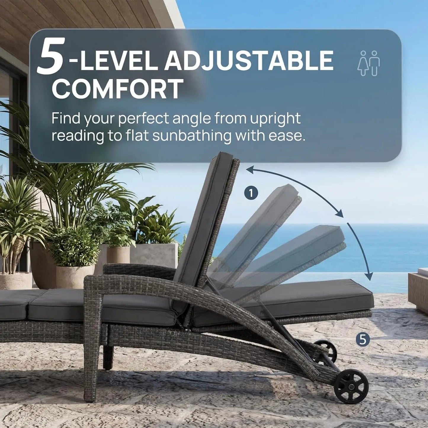 Patio Chaise Lounge Set Of 2 Outdoor Wicker Lounges With Armrests