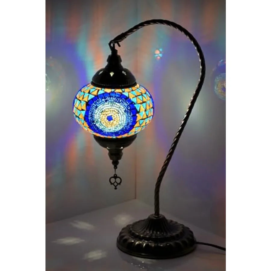 Turkish Mosaic Glass Swan Neck Lamp Bedside Tiffany Style