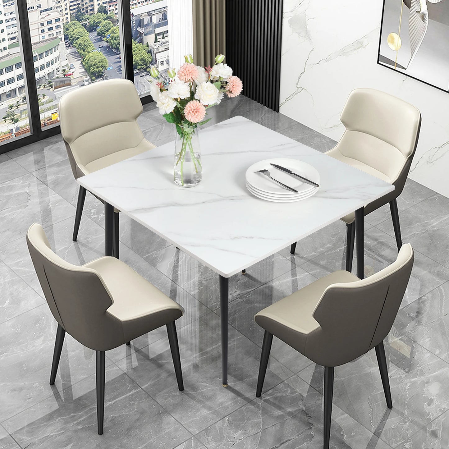 Wisfor Mid Century Slate Dining Table Sintered Stone Top