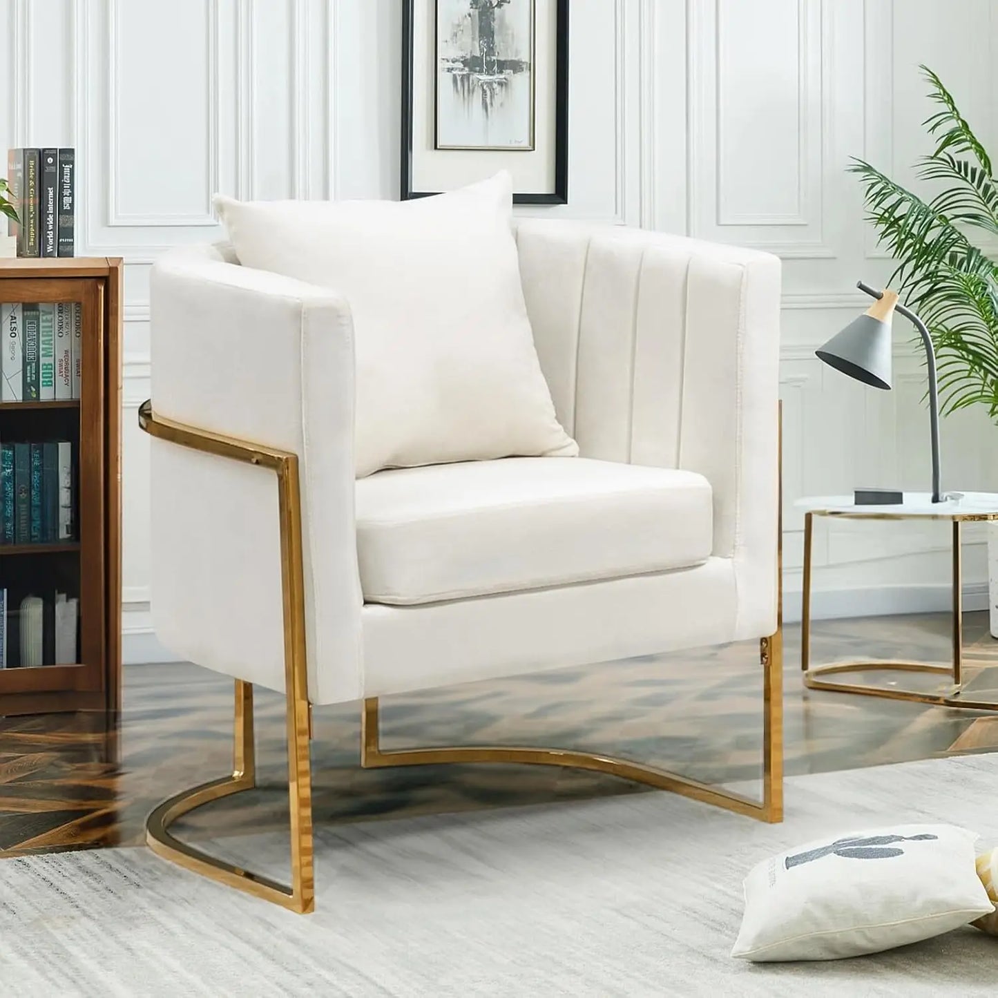 Velvet Accent Chair Set of 2 Mid Century Upholstered Barrel Armchairs