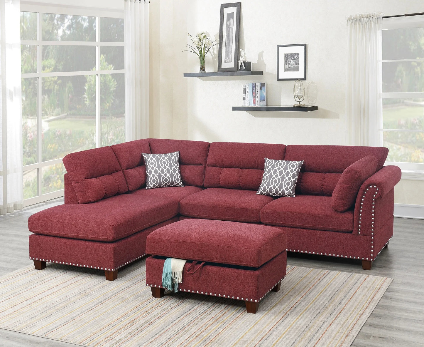 3 Piece Sectional Sofa Set For Modern Living Room Furniture