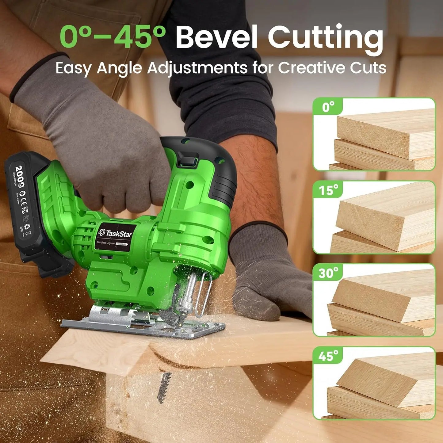 Taskstar Cordless Jig Saw With 9 Blades And Bevel Settings