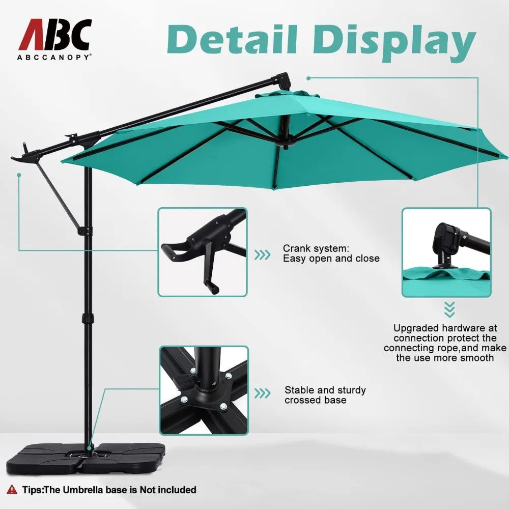 Cantilever Patio Umbrella With Base Stand and Offset Hanging, 360 Rotation Tilt