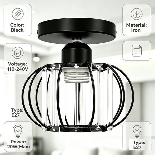 Modern Semi Flush Mount Ceiling Light Fixture Crystal Chandelier Indoor