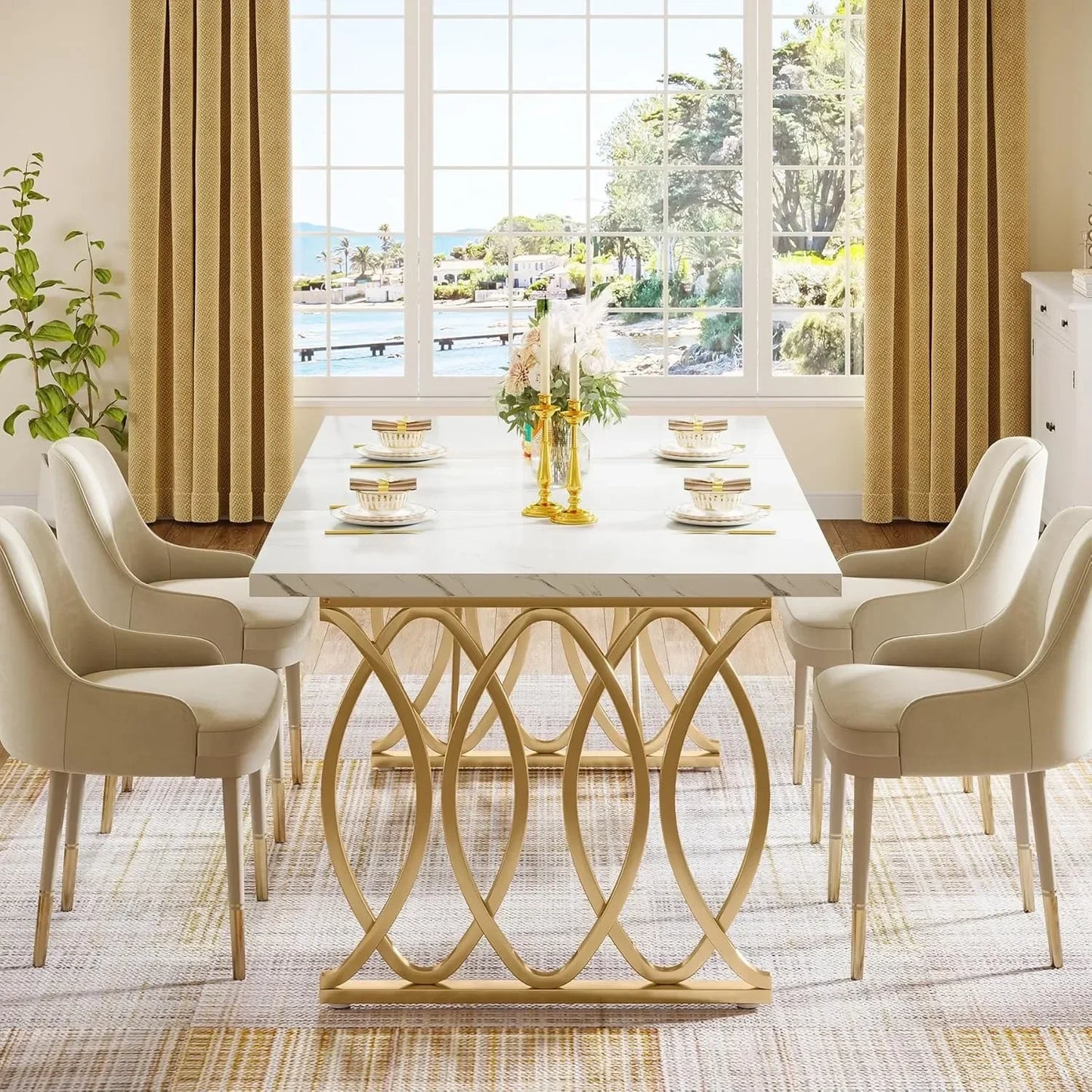 LITTLE TREE Modern Dining Table Rectangular Kitchen And Dining Furniture