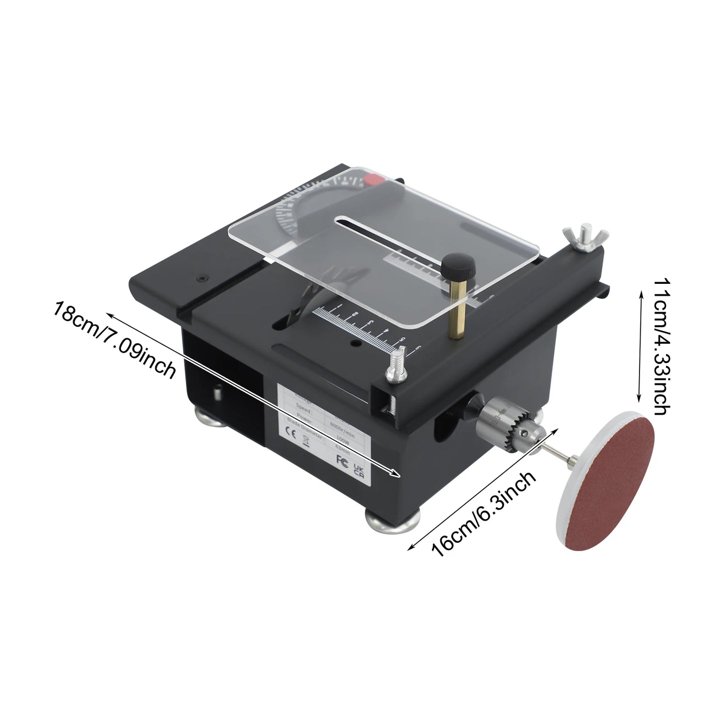 Electric Table Saw, Mini Multi-Functional Table Saw with 4 Blades & Adjustable Angle 0-90°, 6000rpm for DIY Model Wood Acrylic