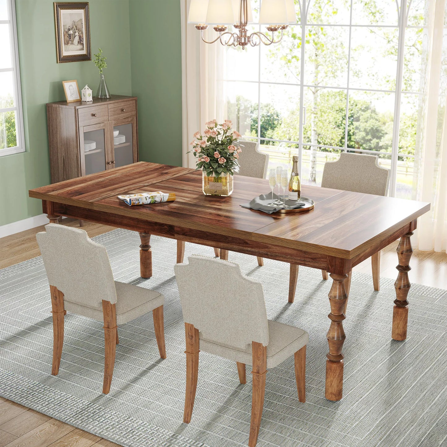 Tribesigns Wood Patio Table For 4 To 6 People Outdoor Dining