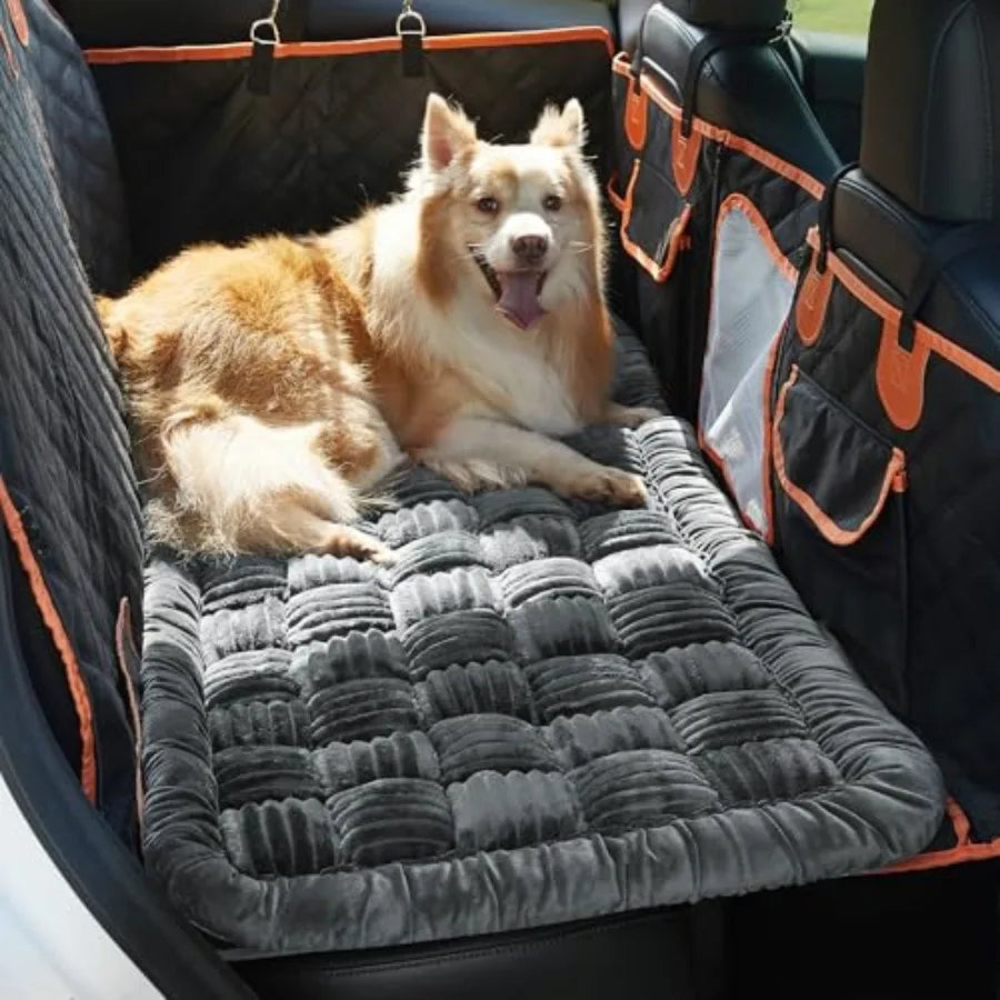Backseat Pet Bed MatDog Bed for Car Fuzzy Dog Seat Cover for Car Back Seat Non-Slip Travel Pet Mat Fit for Backseat Extenders S