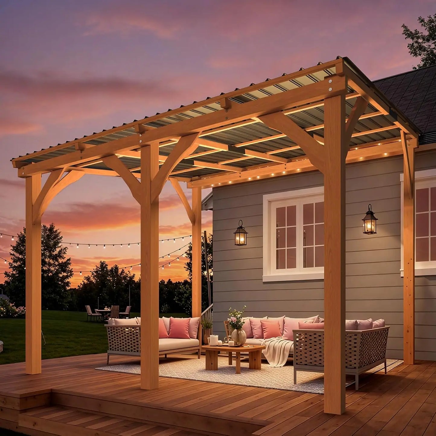 Wood Cedar Gazebo 10x10 Outdoor Patio Wall Mounted