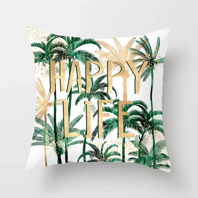 Tropical Leaf Cactus Double-sided Plush Throw Pillow