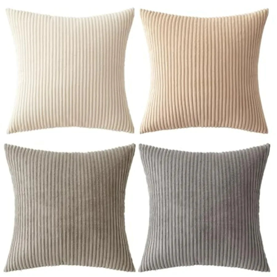 Boho Farmhouse Throw Pillow Covers 4 Pack Corduroy Cushion Covers For Couch