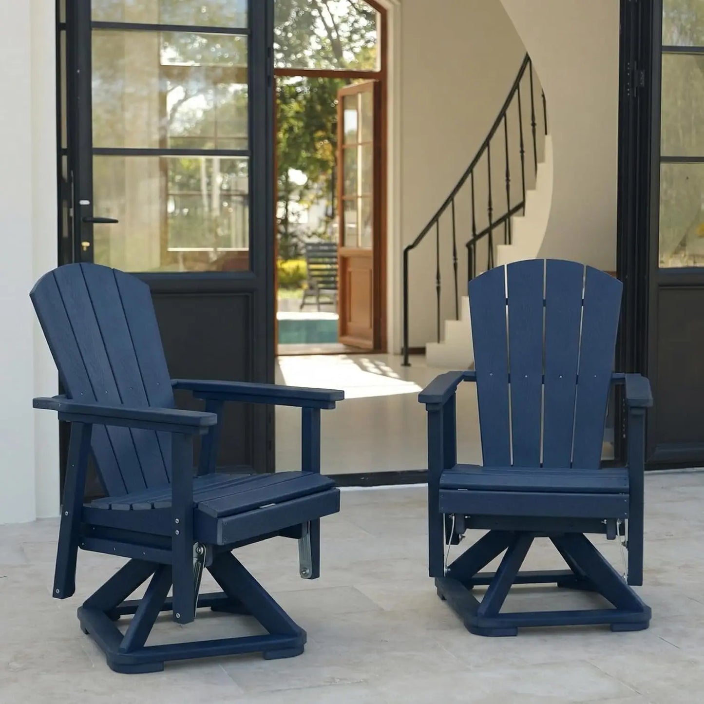 HDPE Swivel Glider Chair Outdoor Weather Resistant Adirondack Rocker