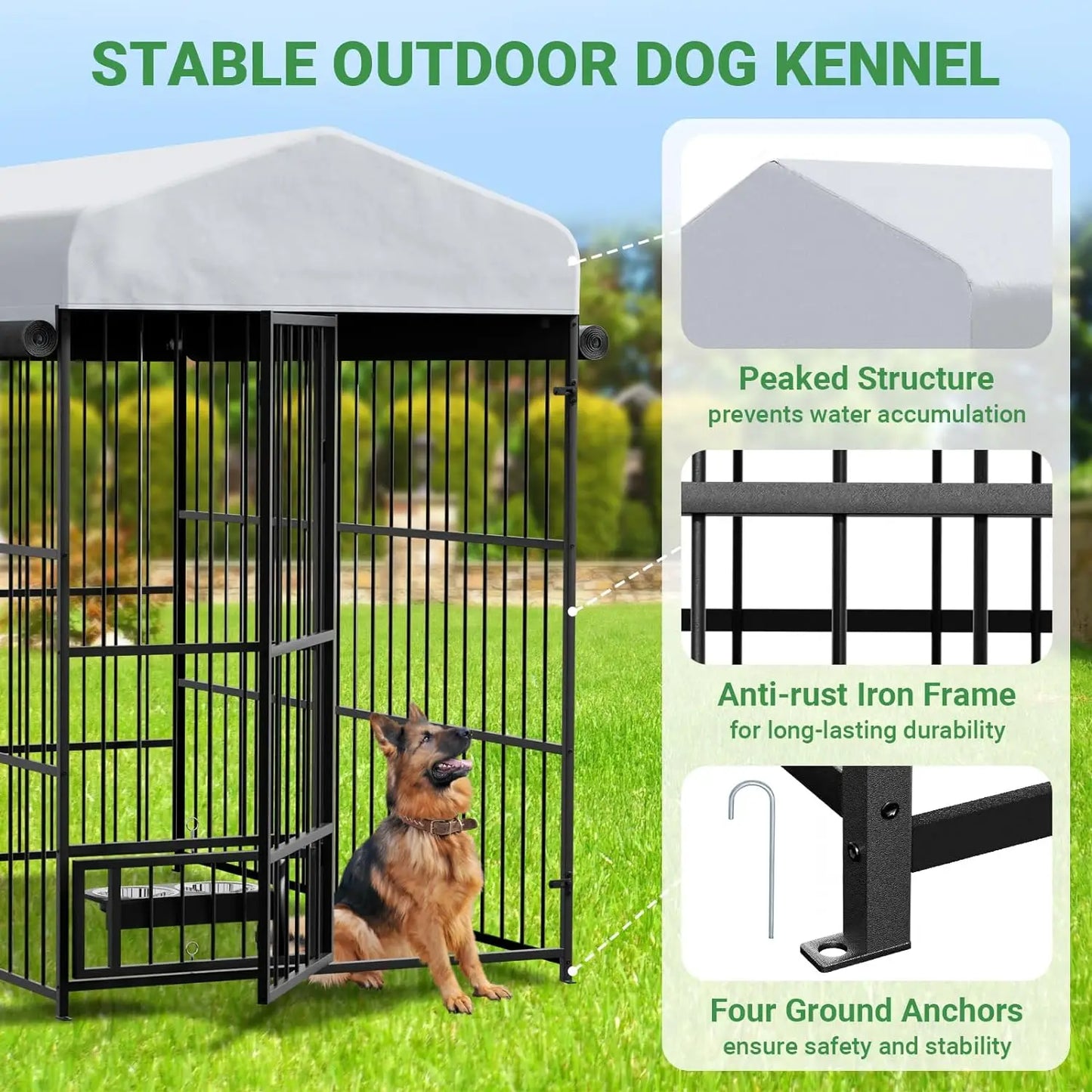 TWISTER.CK Outdoor Heavy Duty Dog Kennel Walk In Playpen With Roof