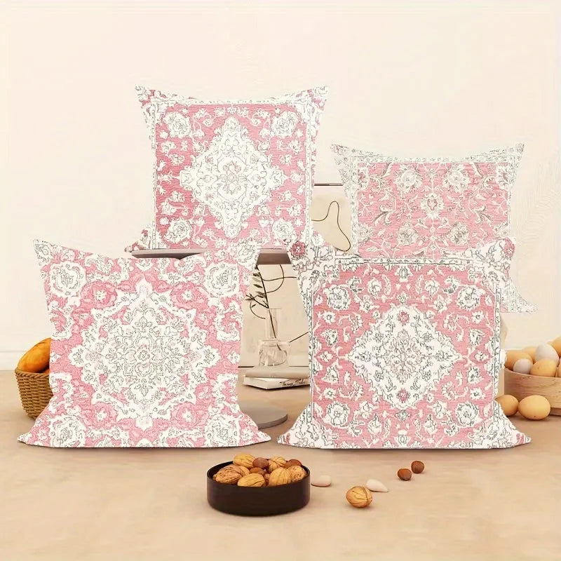 Boho Distressed Oriental Square Throw Pillow Covers