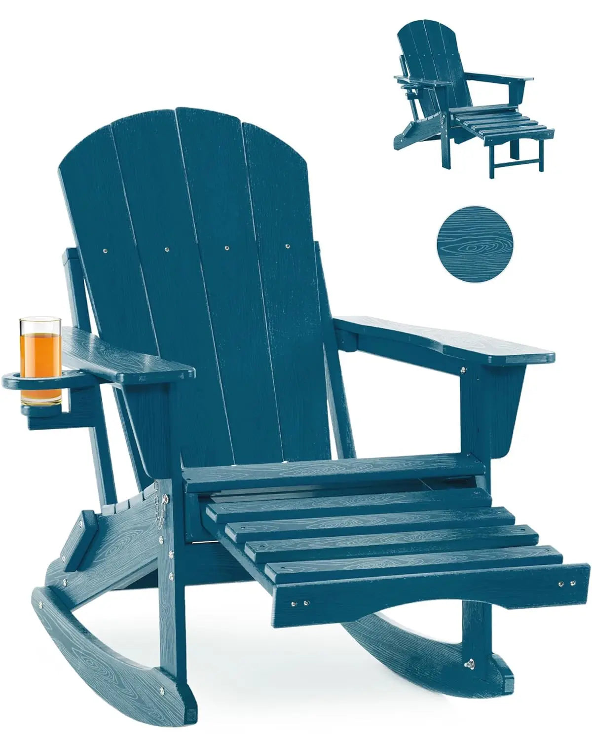 Folding Adirondack Rocking Chair 4 In 1 Multifunctional Patio Ottoman