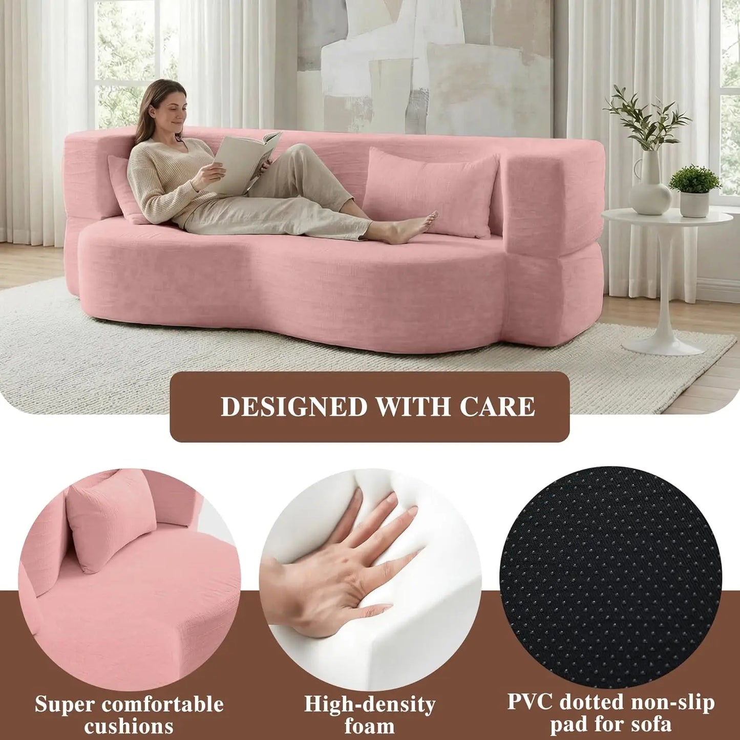Convertible Sofa Bed 2 In 1 Fabric Folding Couch Mattress