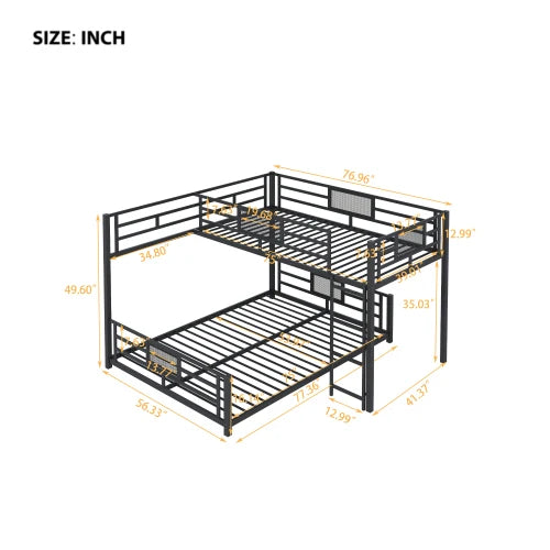 L Shaped Metal Bunk Bed With Sturdy Construction Durable