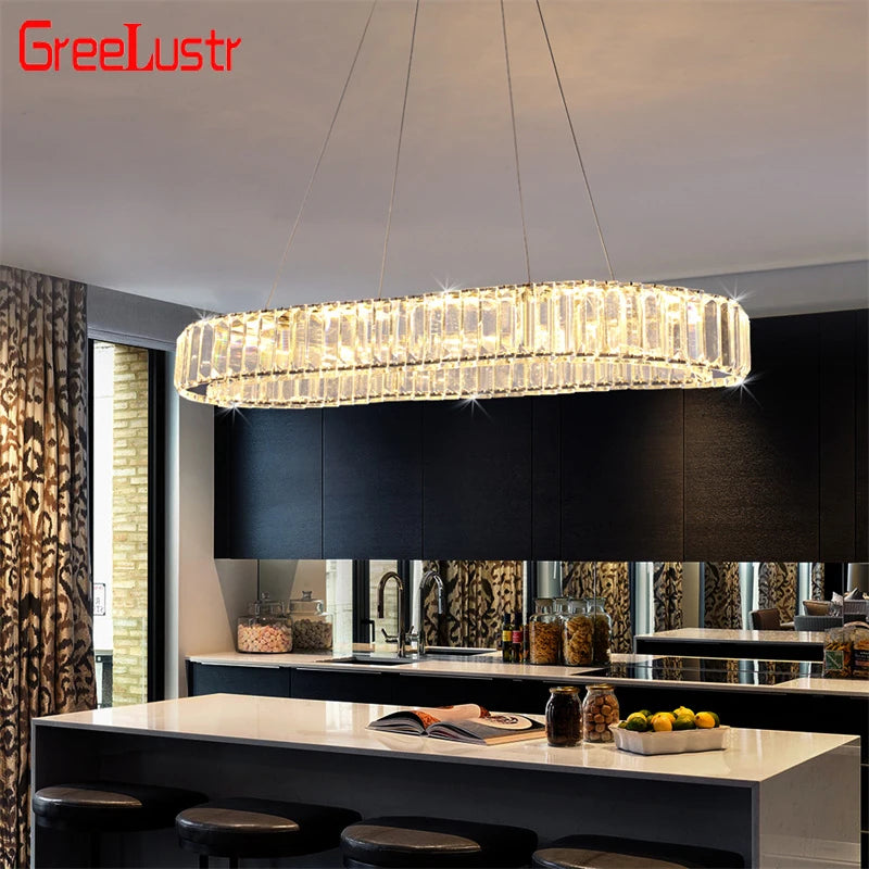 GreeLustr Indoor K9 Crystal Oval Ring Lamp Pendant Chandelier