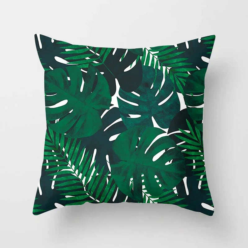 Tropical Leaf Cactus Double-sided Plush Throw Pillow