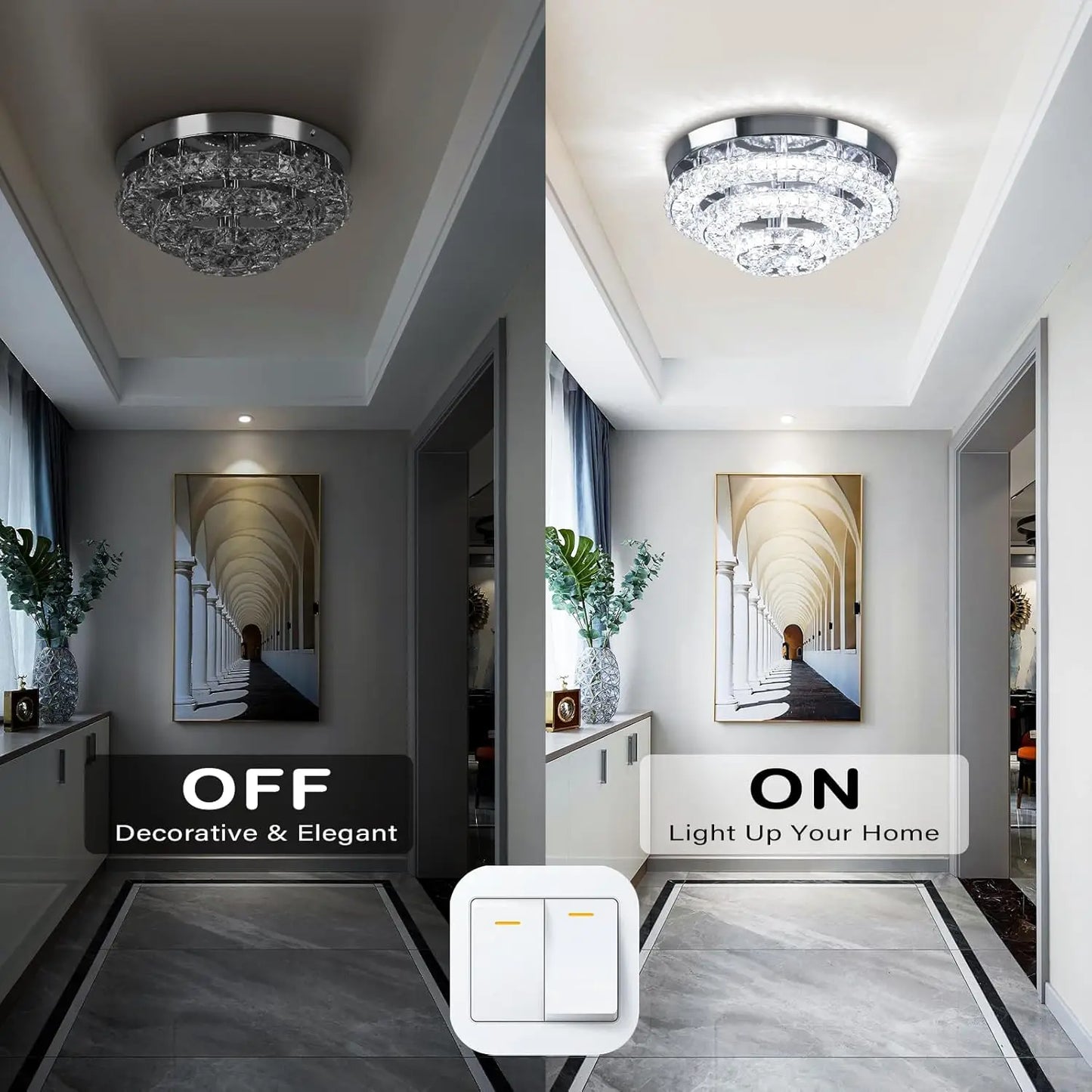 FRIXCHUR Crystal Chandeliers Modern Ceiling Light LED Chandelier Fixture