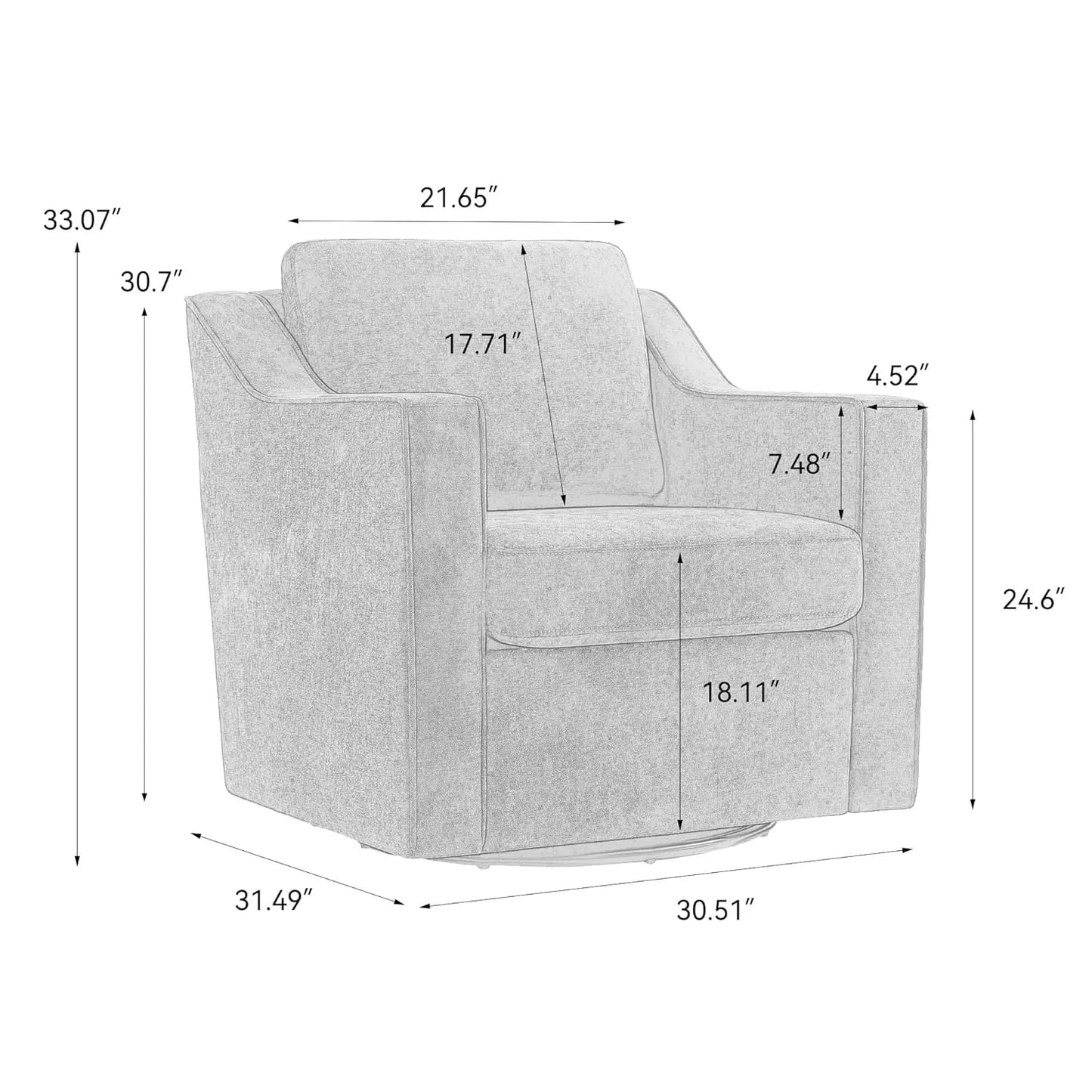 Upholstered Club Armchairs Set of 2 Chenille Fabric