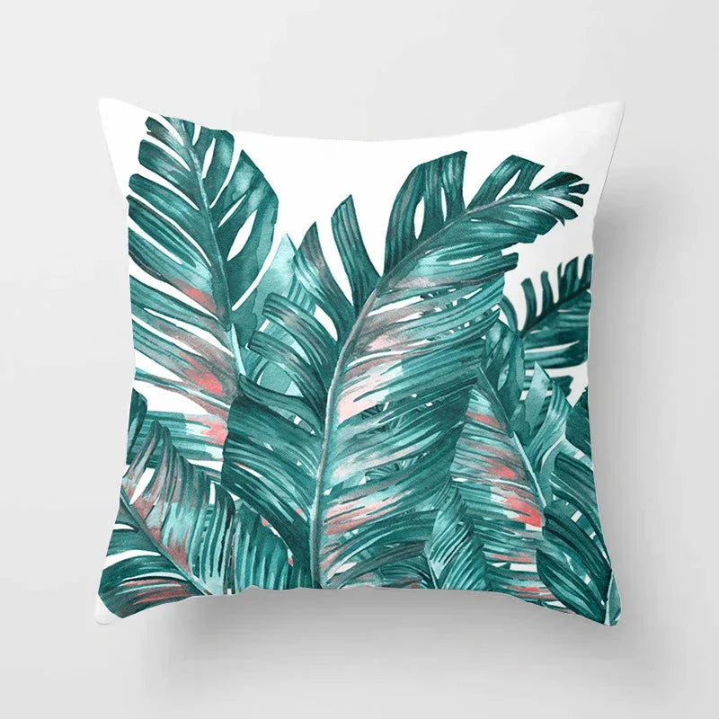 Tropical Leaf Cactus Double-sided Plush Throw Pillow