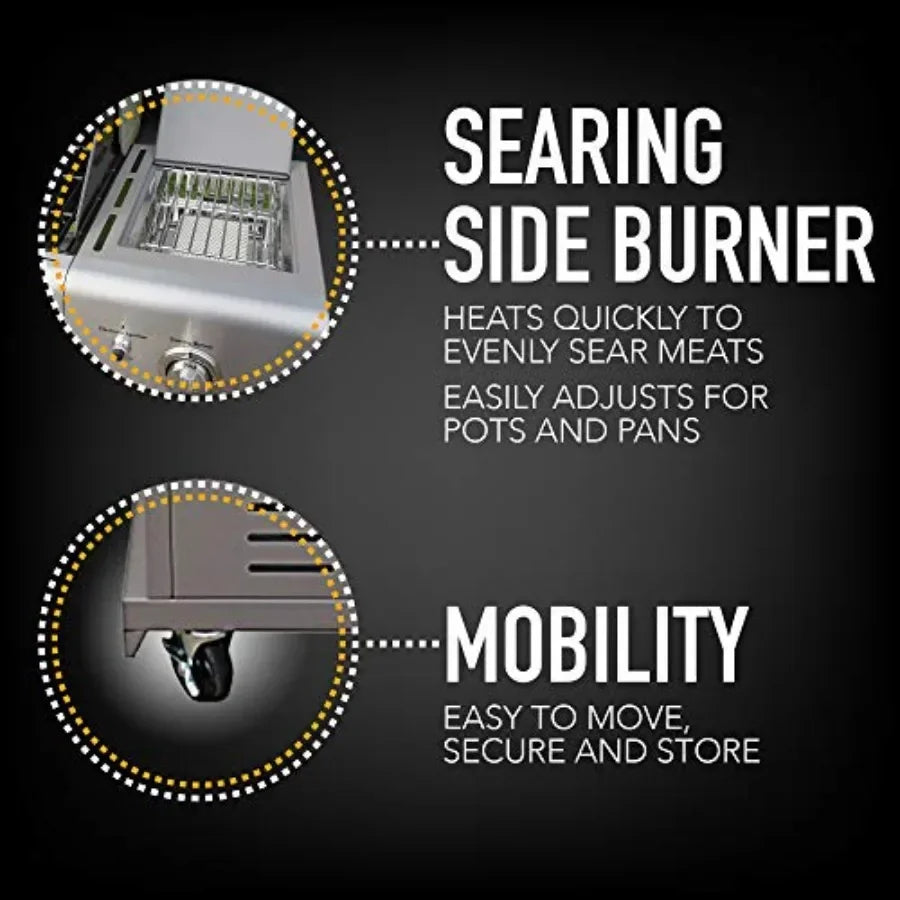 4 Burner BBQ Gas Grill Featuring Searing Side Burner