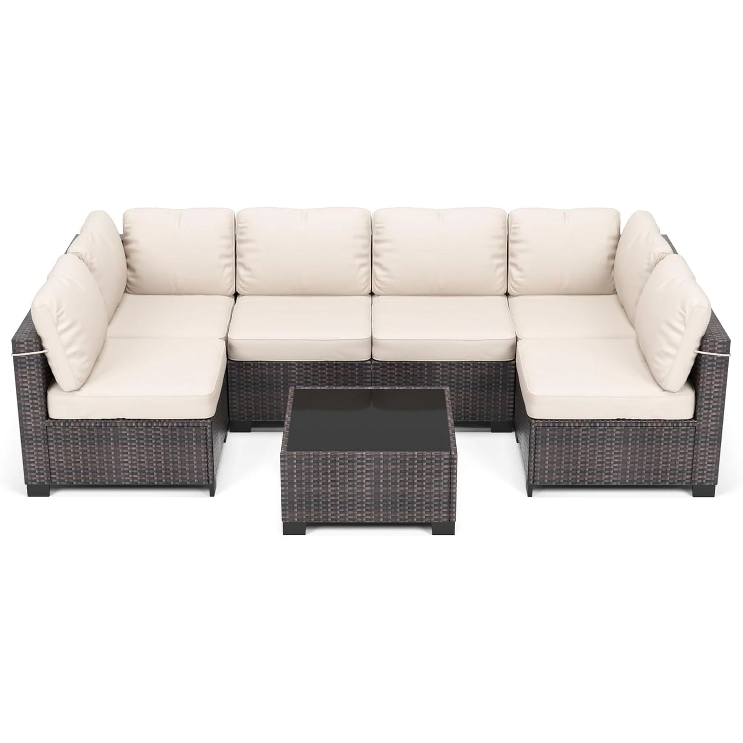 HobbyLane 7 Piece Modular Outdoor Rattan Wicker Sofa Set