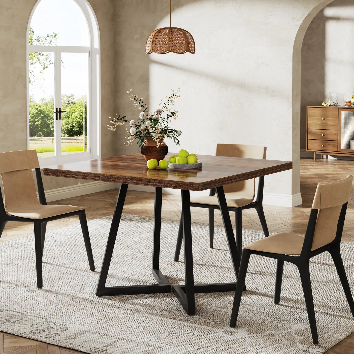Tribesigns Square Dining Table Industrial Wood Kitchen Table