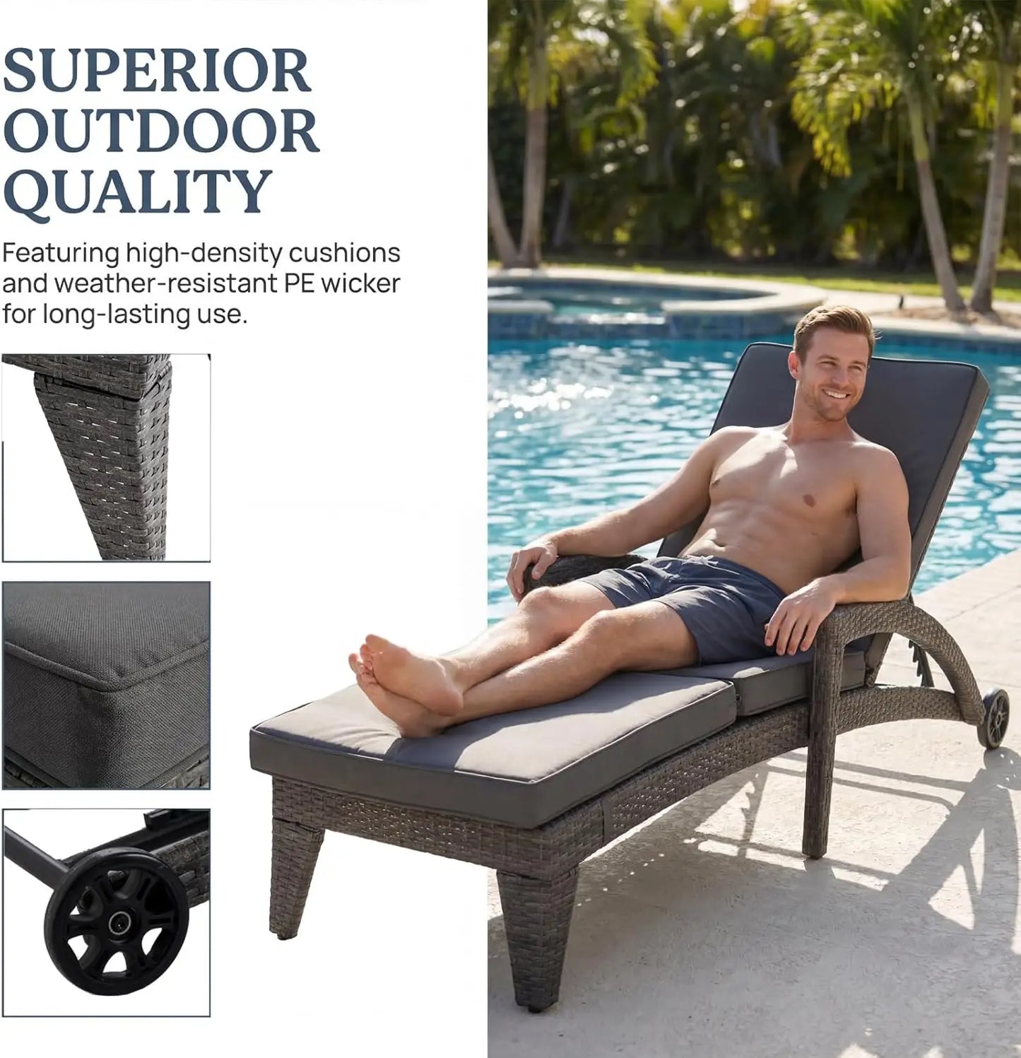 Patio Chaise Lounge Set Of 2 Outdoor Wicker Lounges With Armrests